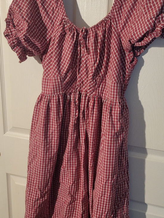 Universal Thread Dresses & Skirts - Universal Thread Girls Red Plaid Puff-Sleeve Dress